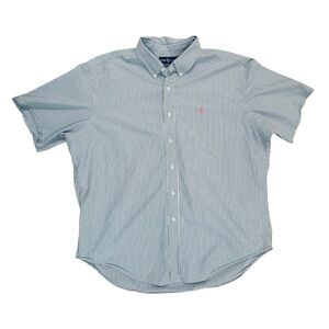 Ralph Lauren Mens XXL Blue Pinstripe 100% Cotton Casual Career Button Down Shirt